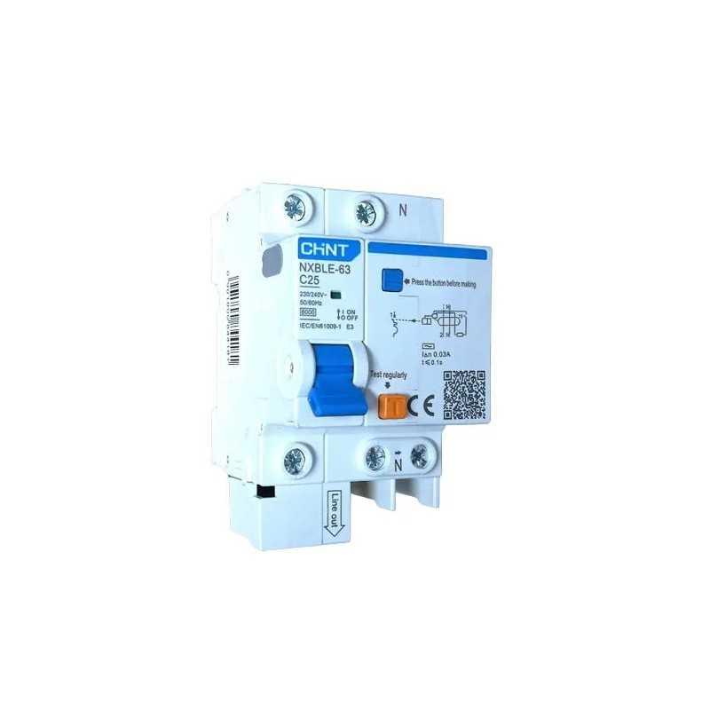 Interruptor RCBO 16A, 1P+N +diferencial 30mA, curva C 6KA