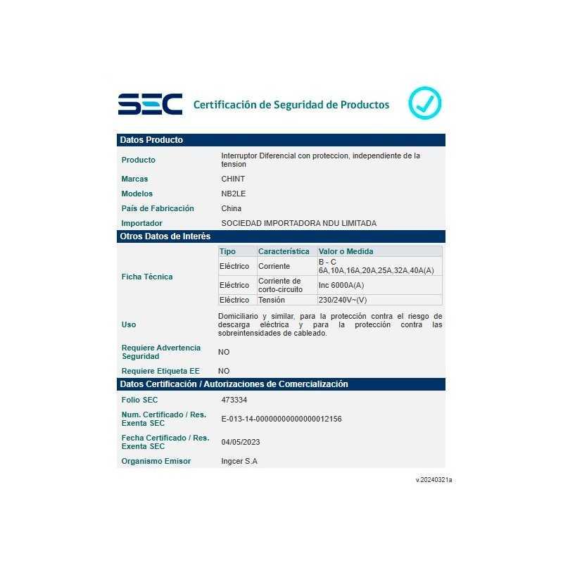 Automatico 1P+N 25A curva B +diferencial 300mA tipo A