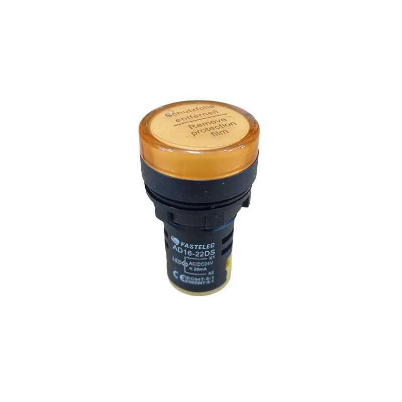 Piloto LED compacto IP65 Ø22mm economica 220Vac/dc Amarillo