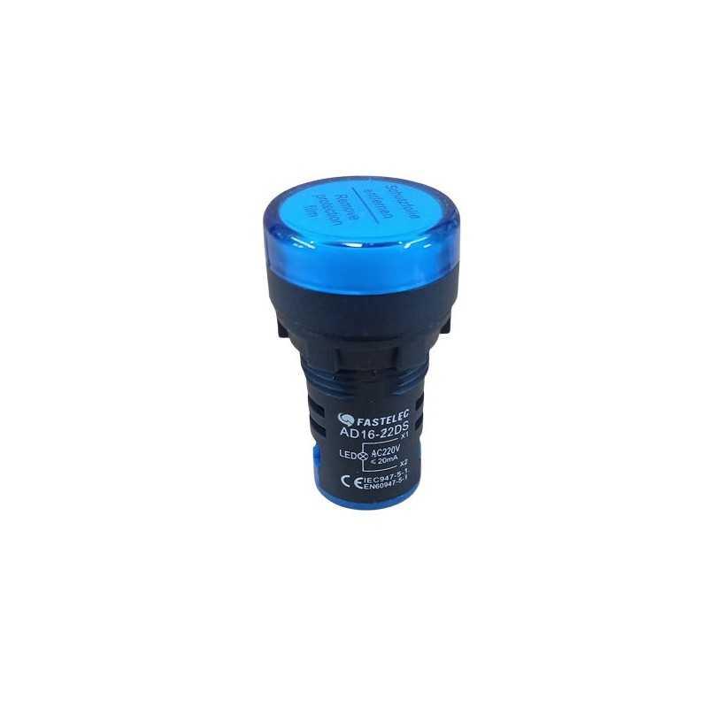 Piloto LED compacto IP65 Ø22mm economica 220Vac/dc Azul