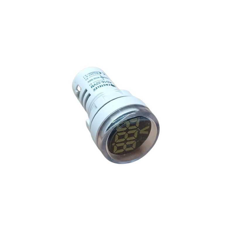 Voltimetro LED ø22mm 50-500VAC, Blanco