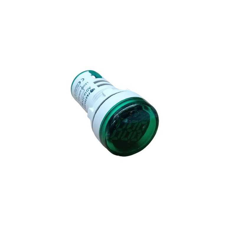 Voltímetro LED ø22mm 50-500VAC, Verde