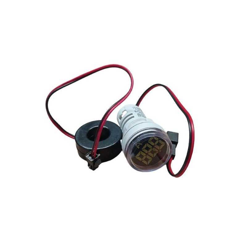Amperímetro LED ø22mm /100A, Voltaje Max 380VAC, Blanco