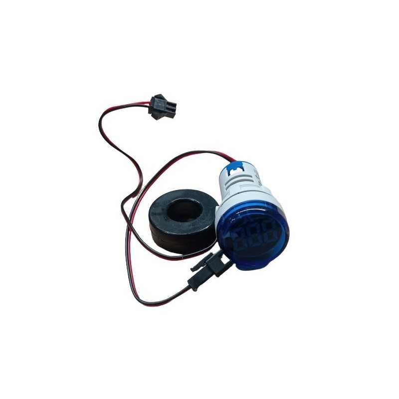 Amperimetro LED ø22mm /100A, Voltaje Max 380VAC, Azul