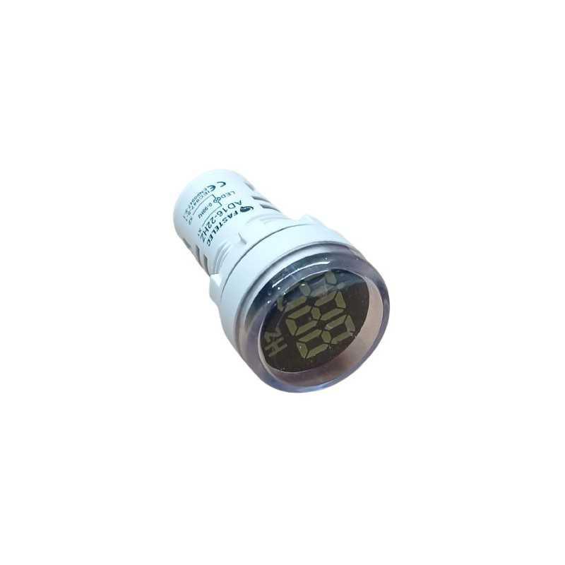 Frecuencimetro LED ø22mm / 0 -99Hz, 50-500VAC, Blanco