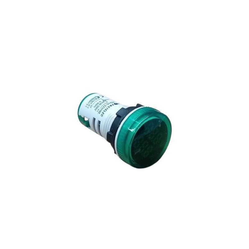 Voltimetro / frecuencimetro LED Verde ø22mm, 100A 50-500VAC