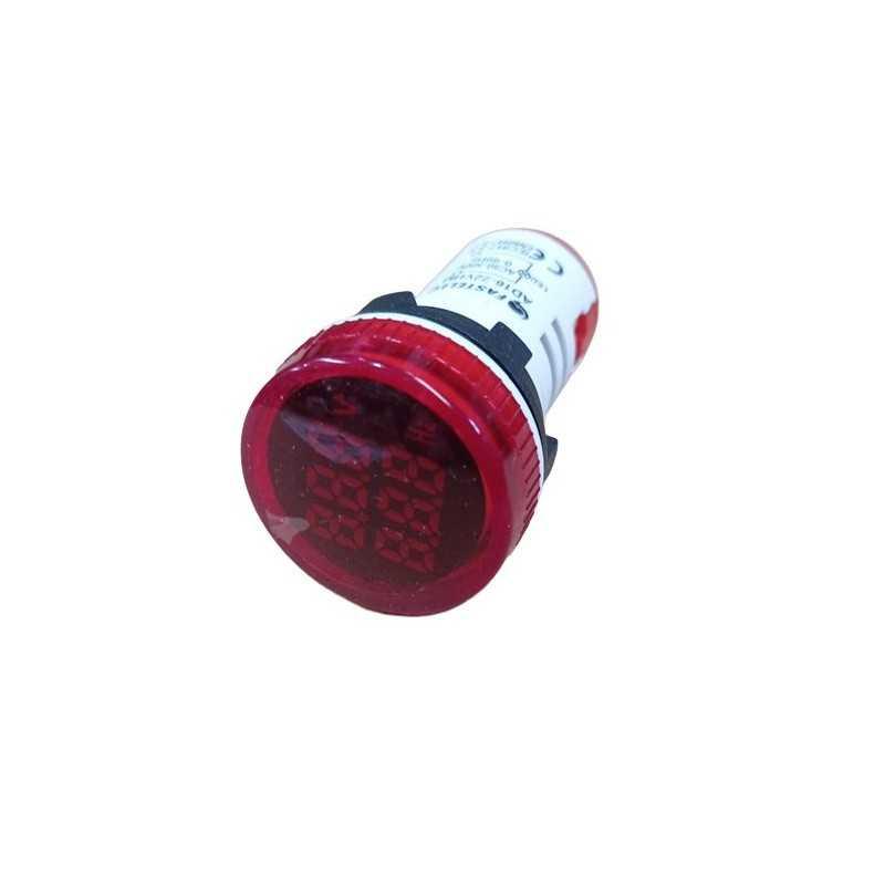 Voltimetro / frecuencimetro LED Rojo ø22mm, 100A 50-500VAC