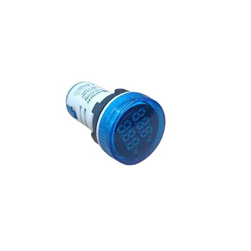 Voltimetro / frecuencimetro LED Azul ø22mm, 100A 50-500VAC