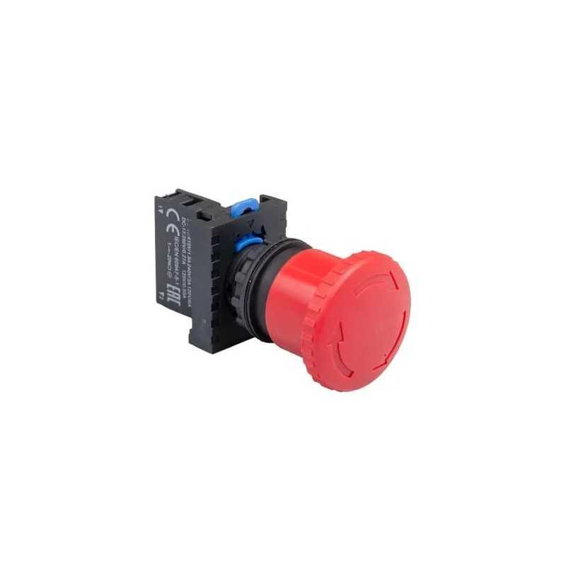Pulsador Emerg. Tipo Hongo Metálico, Ø40mm Destrab.por giro, 1NC IP65