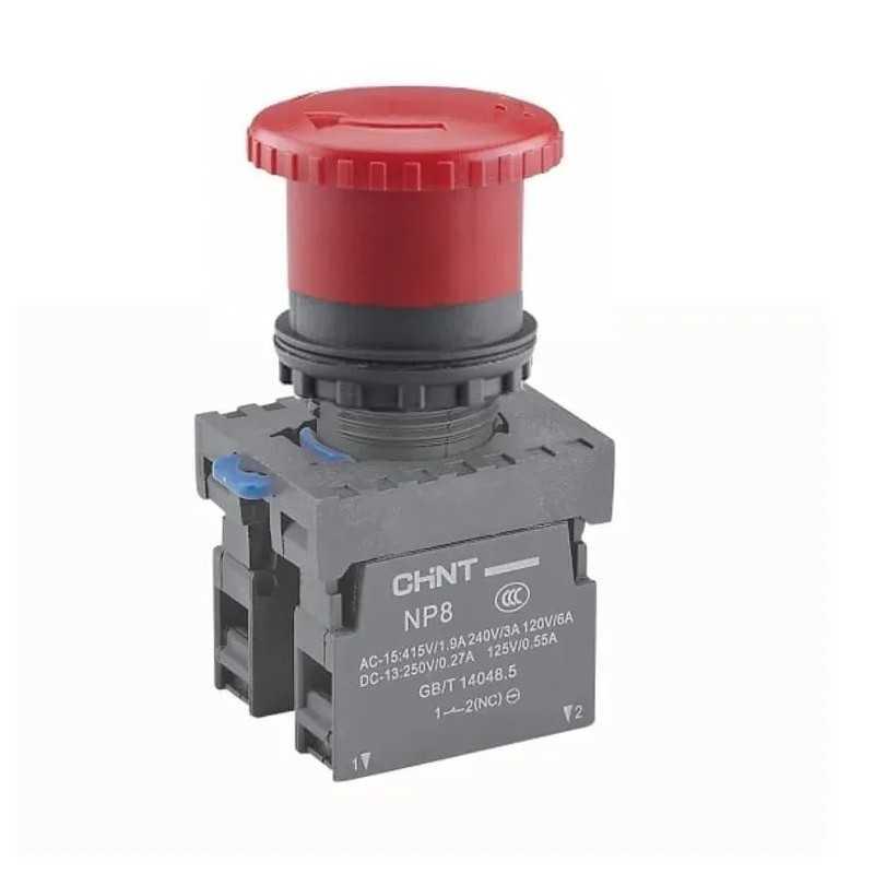Pulsador Emerg. Tipo Hongo Metálico, Ø40mm Destrab.por giro, 1NC + 1NA IP65