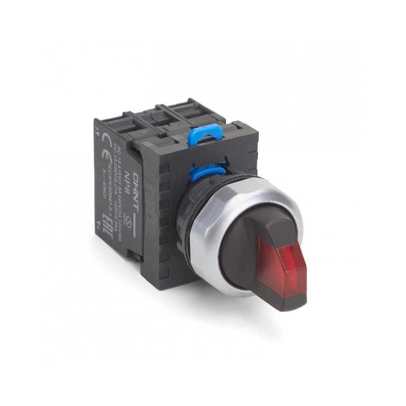 Selector luminoso rojo 3 posiciones fijas AC/DC 24V