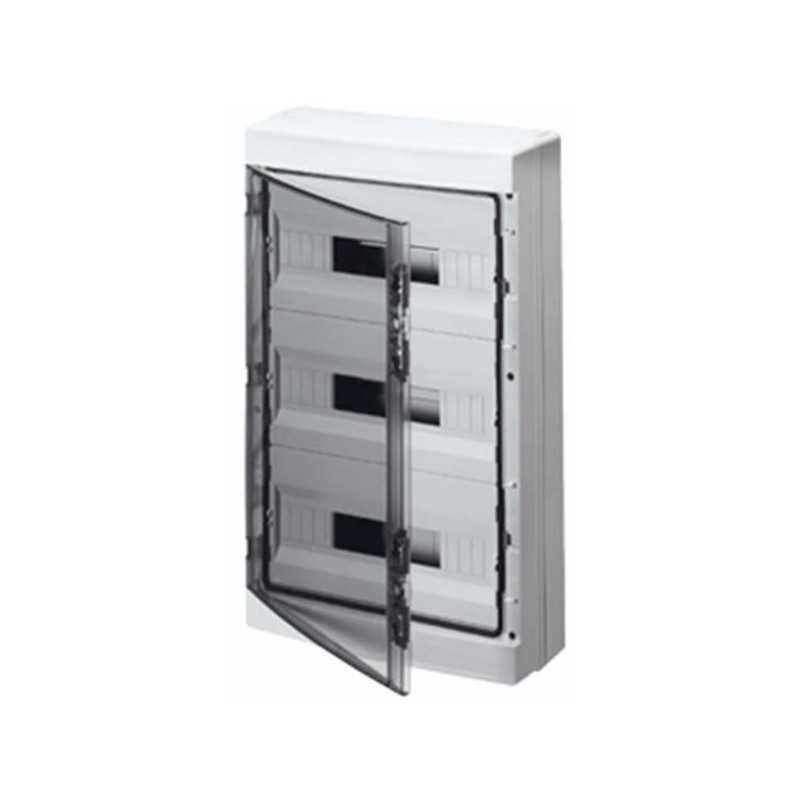 Caja policarbonato IP65, 36 (18x2) modulos, puerta transp.