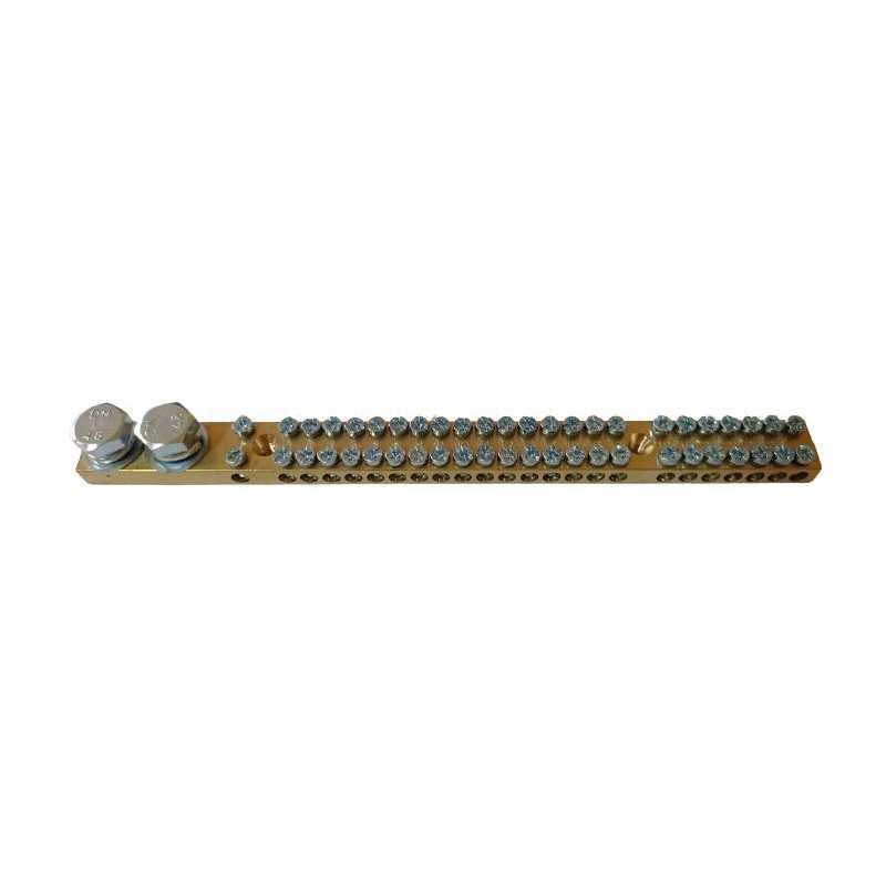 Regleta laton doble 2M10+2x24M5, L=230mm 180A 16mm² max.