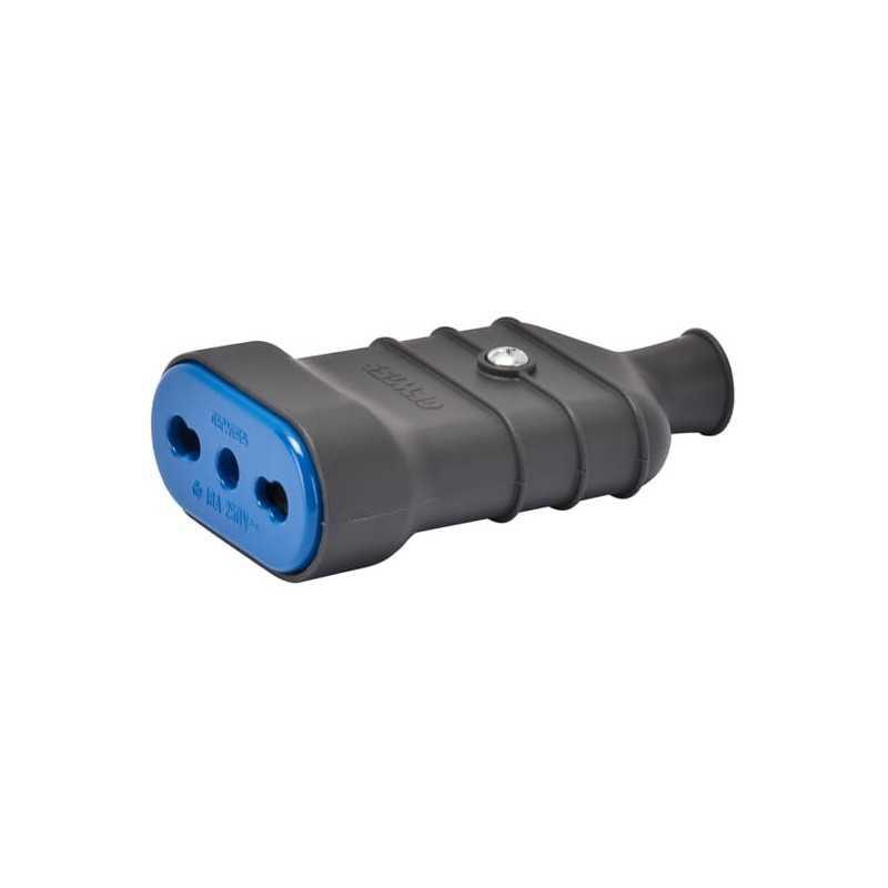Enchufe hembra domiciliar 3 polos en linea 10/16A, negro