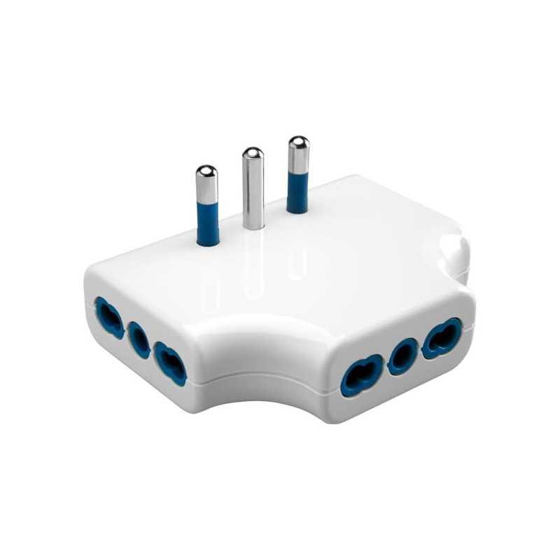 Adaptador triple domiciliar 2p+tierra x 16A, Blanco