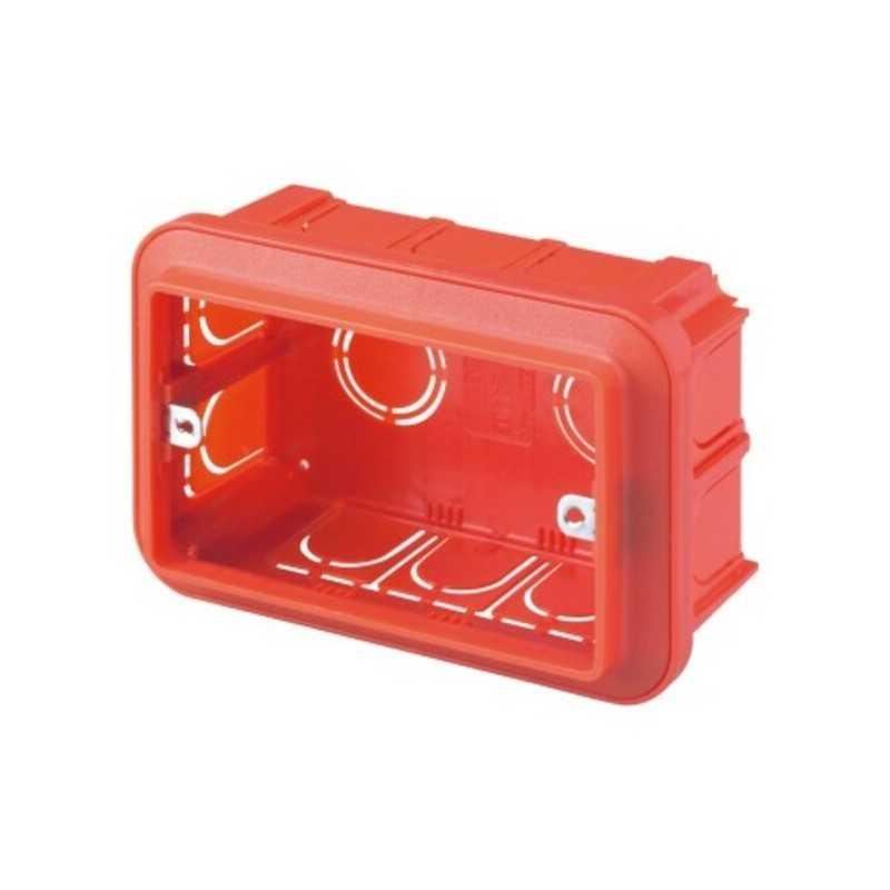 Caja empotrable rectangular 3 puesto, naranja