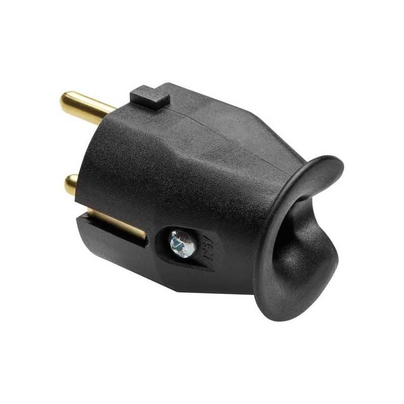 Enchufe macho volante Schuko 2P+T 10/16A 250V, negro