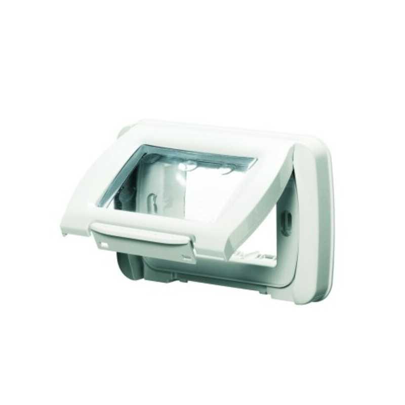 Placa Estanca, 3 Módulos, Blanco, IP55, Puerta con Membrana